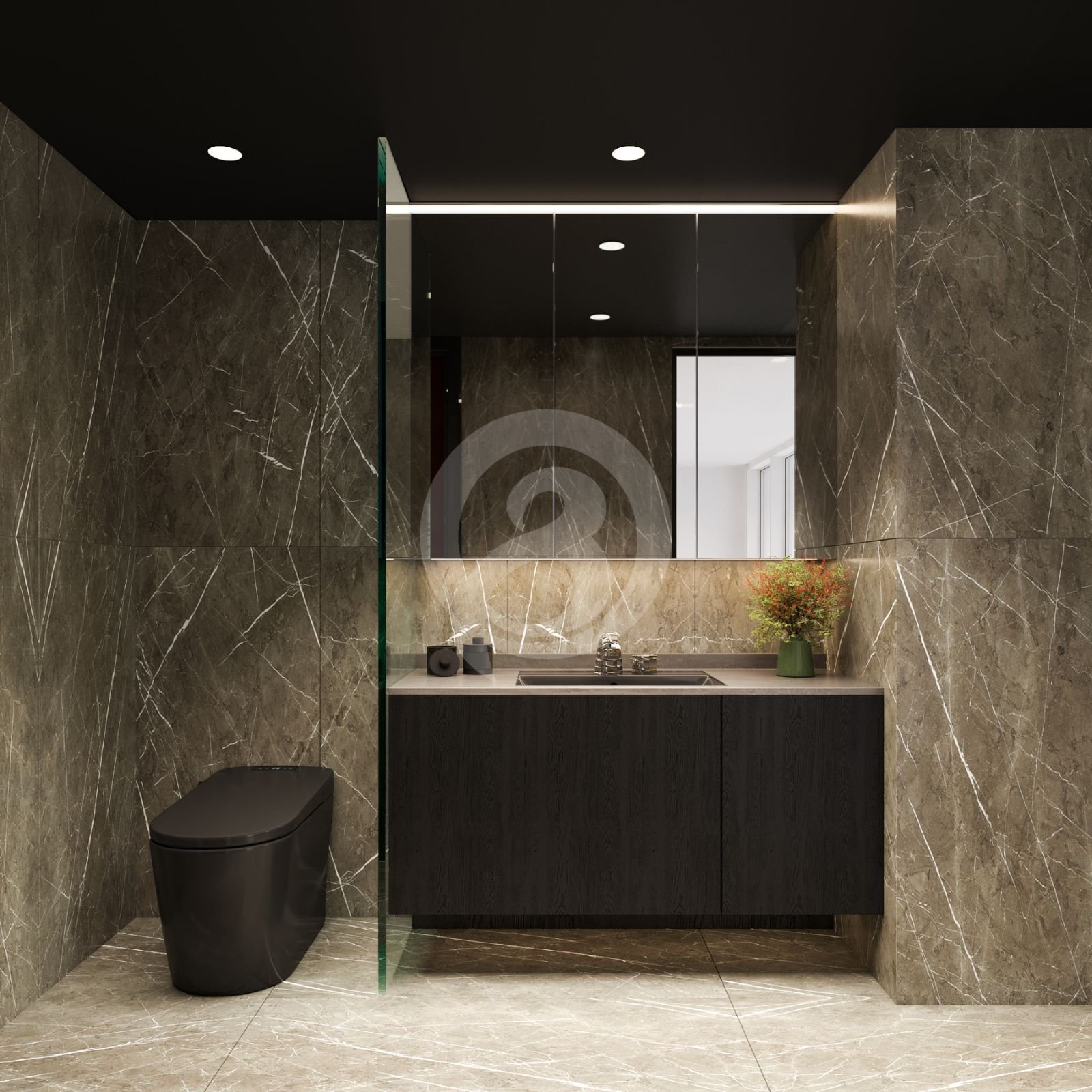 レイアウトと素材にこだわったバスルームを3Dインテリアパースで体感。