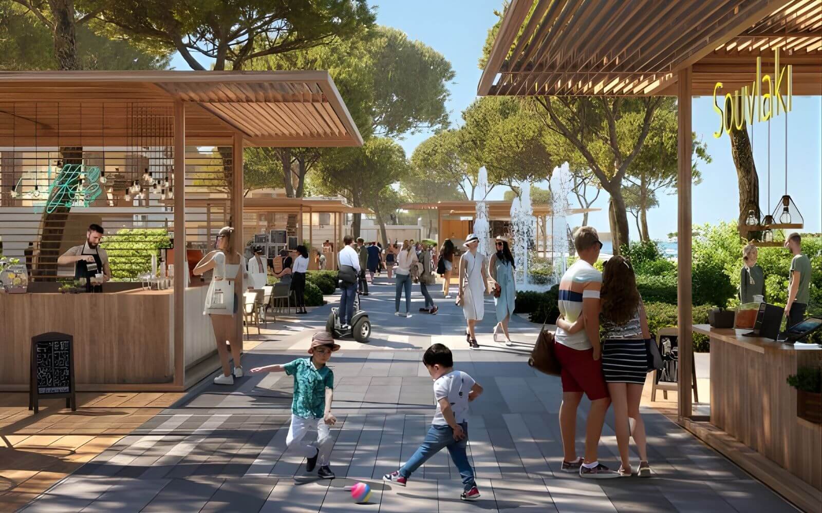 遊園地のサービスエリアの3Dシミュレーション画像