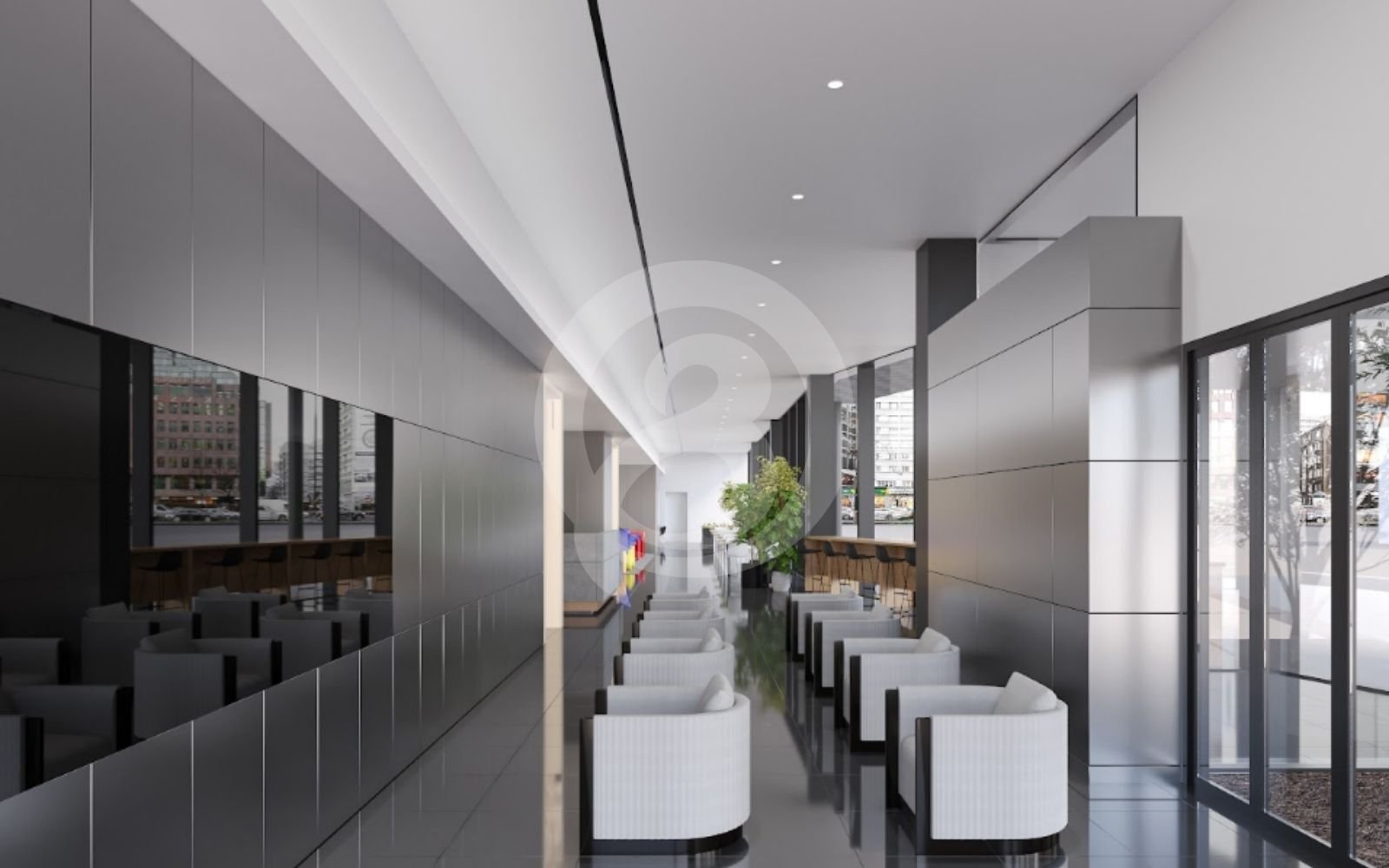 機能エリアの連続性と動線を可視化する商業施設の3Dパース制作。