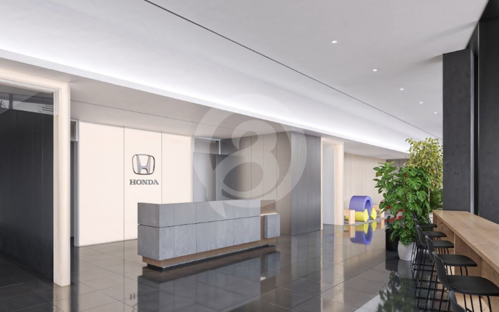 動線と空間の高さを強調する商業施設の3Dパース制作。