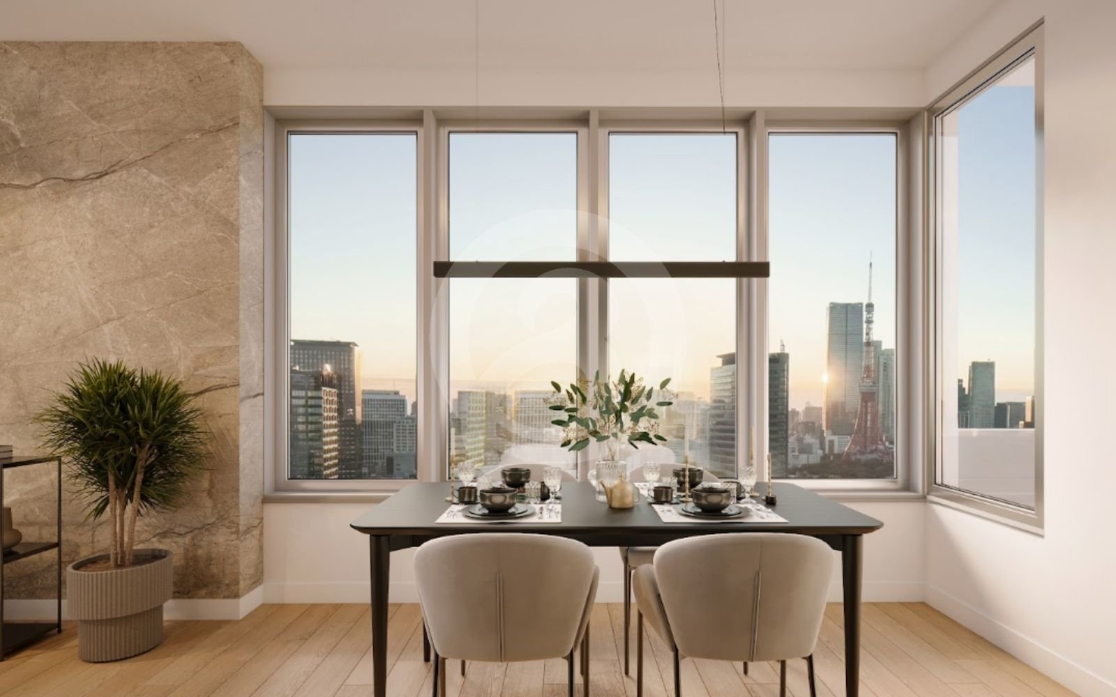 高層ビルの内部パース