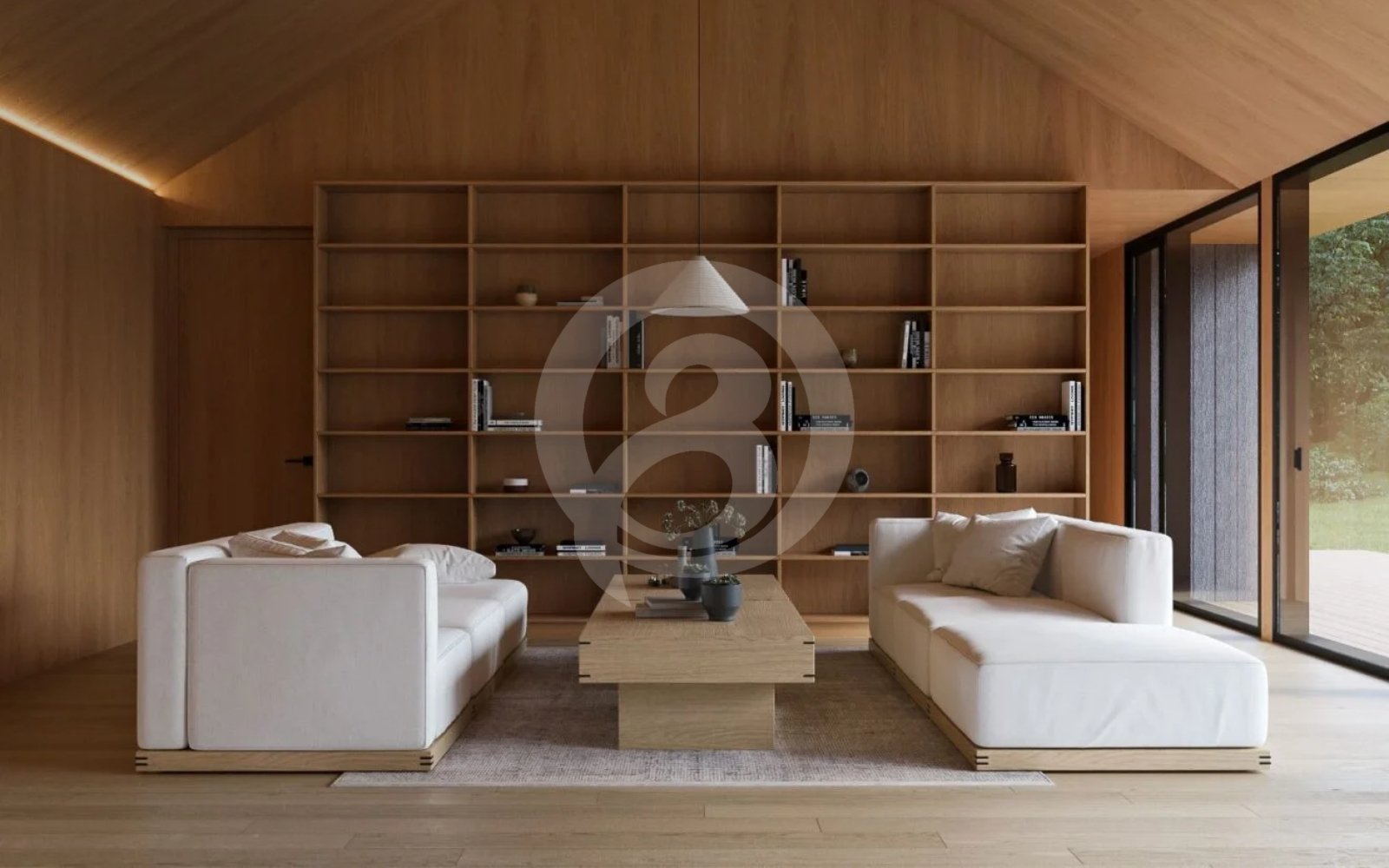 ホテル客室のリビングルームのパース