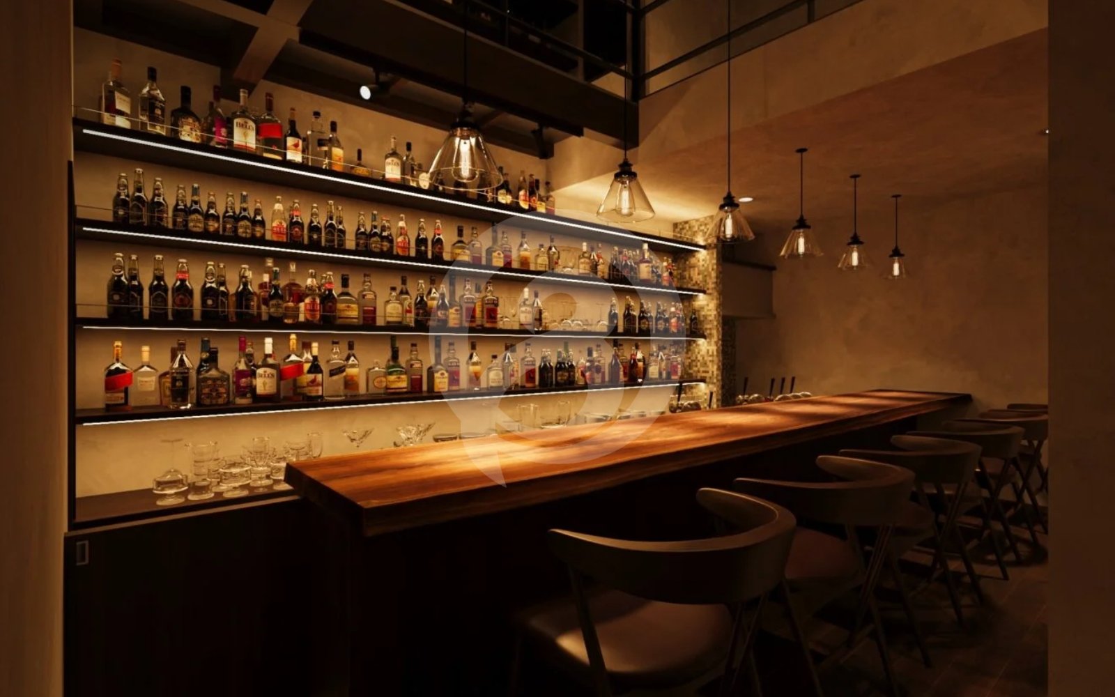 レストランのバーカウンターの3Dパースサンプル