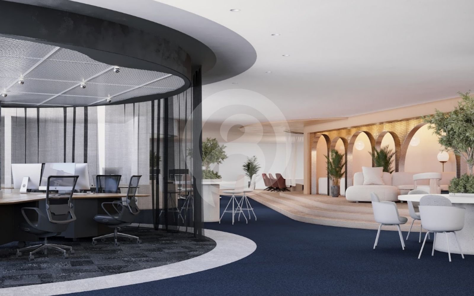 3Dスカンジナビアン(北欧)オフィス内装レンダリング 明るく温かみのある3Dスカンジナビアンオフィス内装レンダリング。