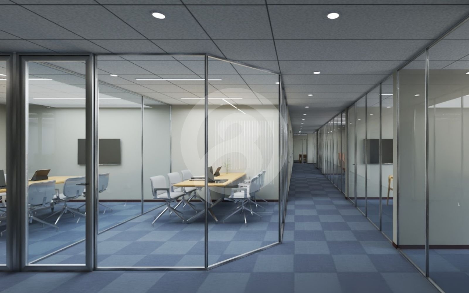 3Dミニマルオフィス内装レンダリング シンプルで機能的な空間を実現する3Dミニマルオフィス内装レンダリング。