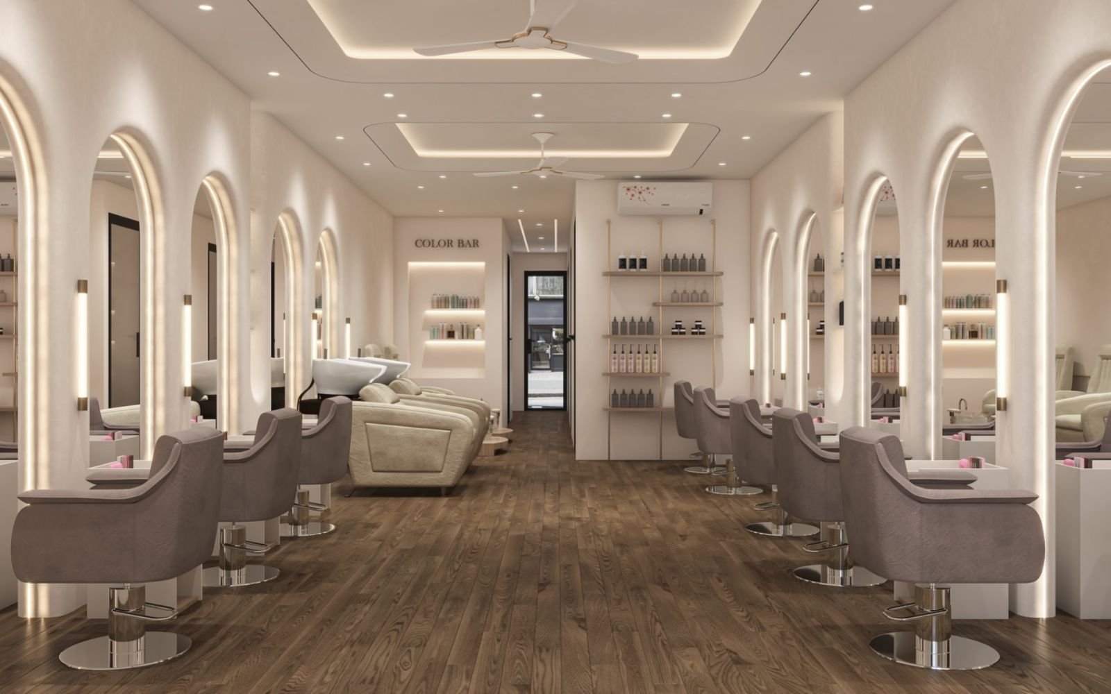 ベージュ・ヌードカラーは、韓国風ミニマルスタイルのやさしく洗練された印象を与える