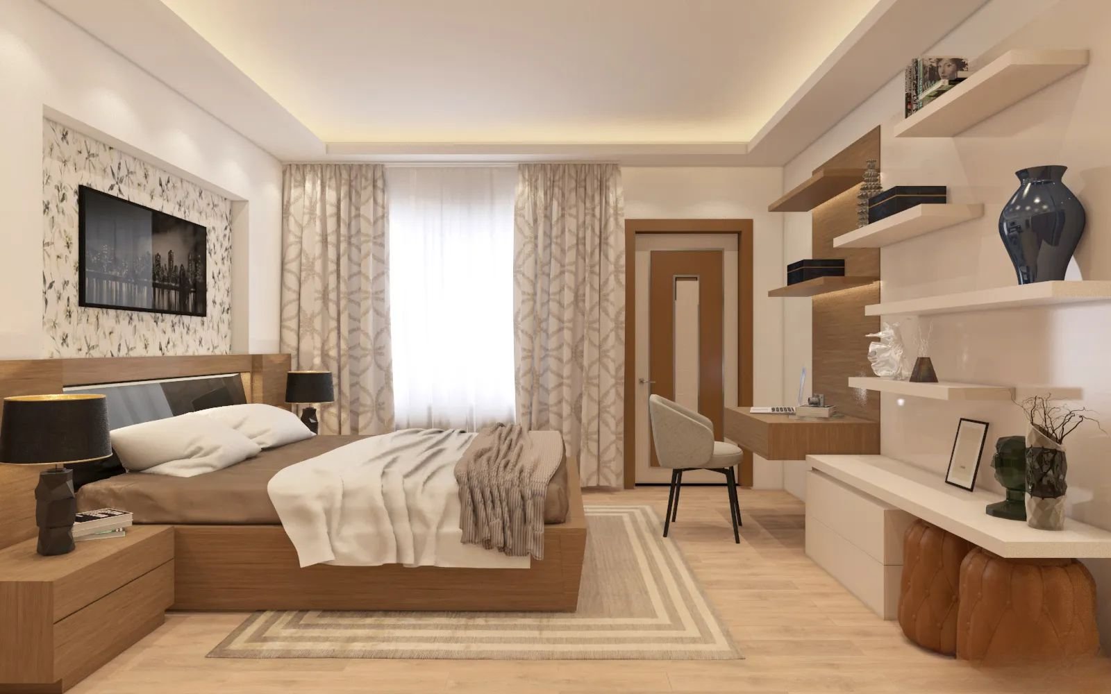 寝室インテリア3D