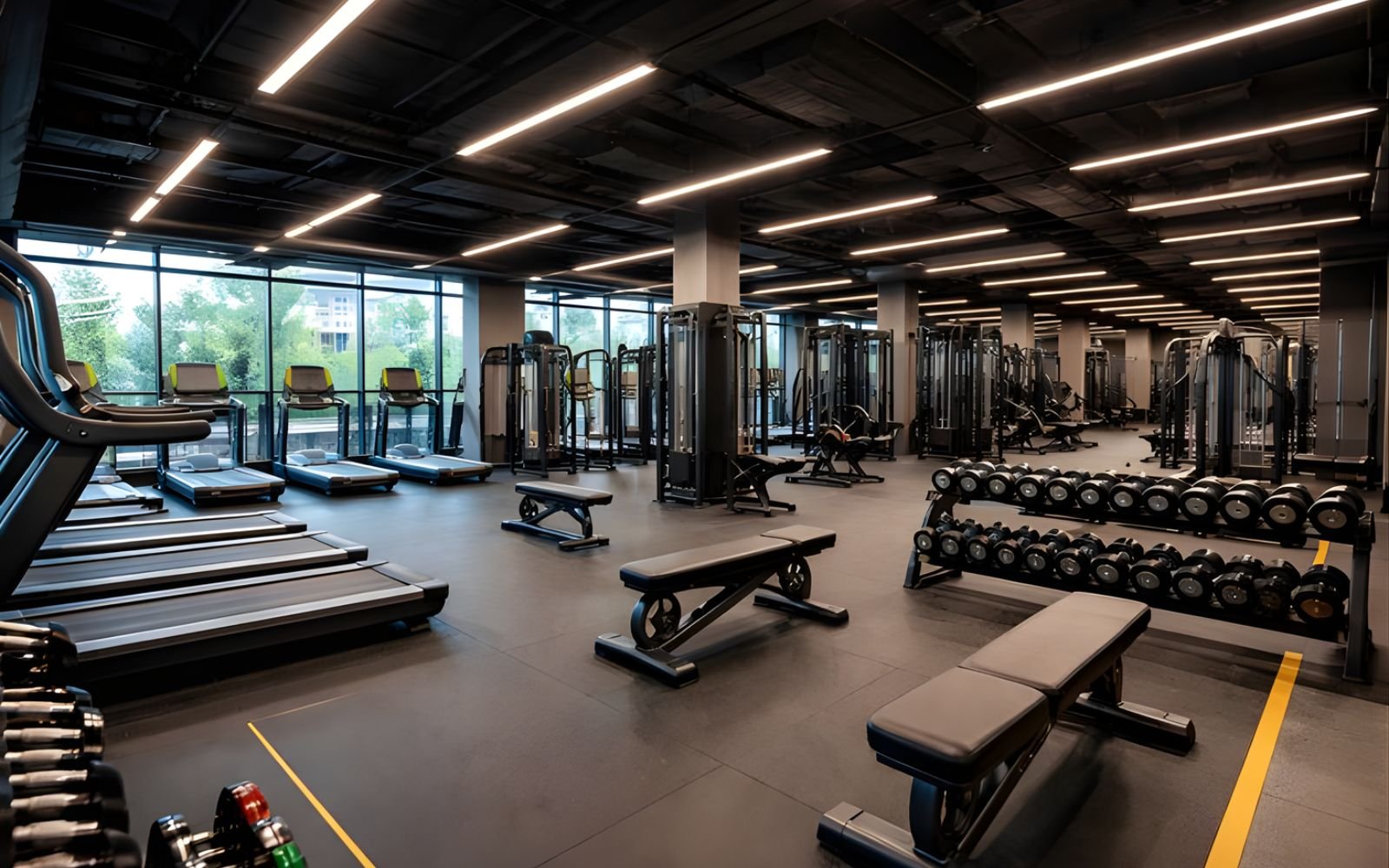 ベーシックな3Dジム内装パースのサンプル