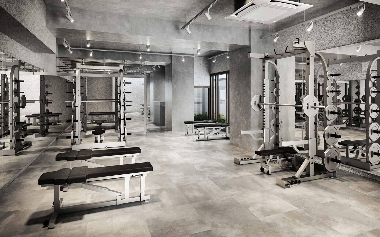 男性向けジム内装パース