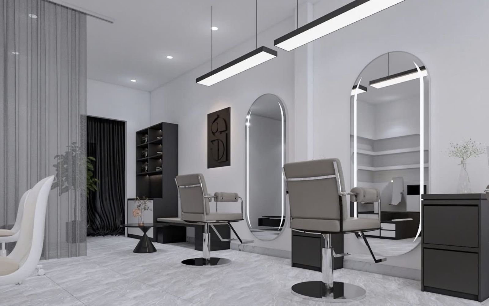 モノトーンスタイルのスタジオ 3Dパース