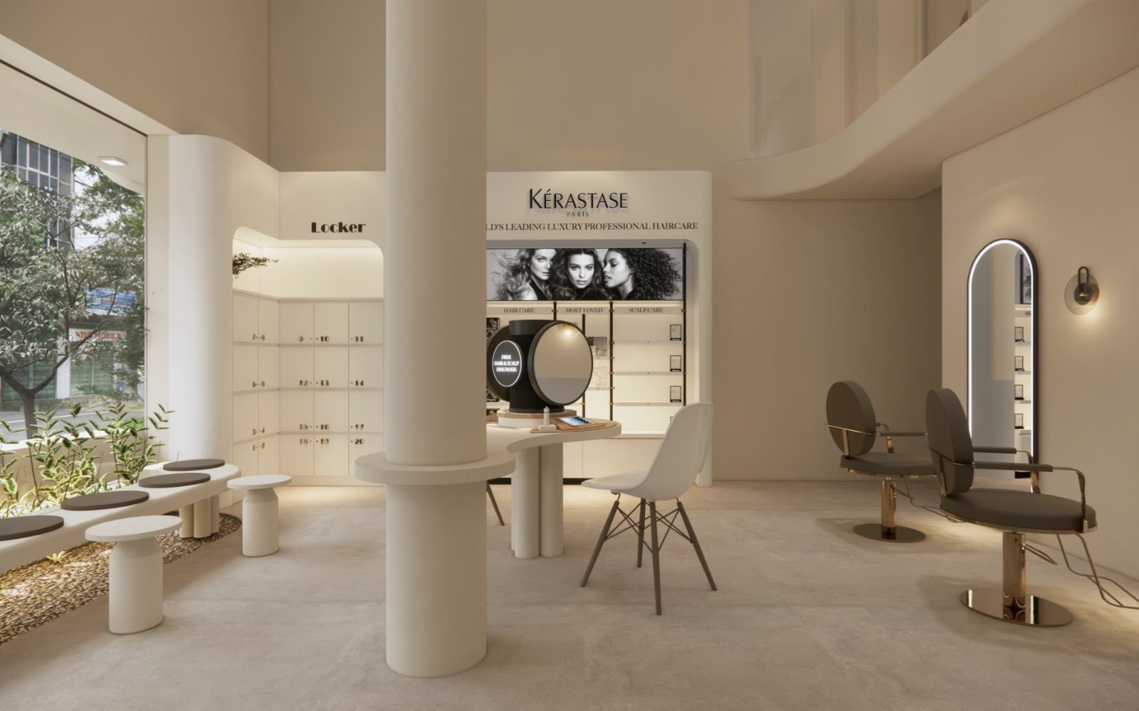 北欧スタイルのヘアスタジオ 3Dパース