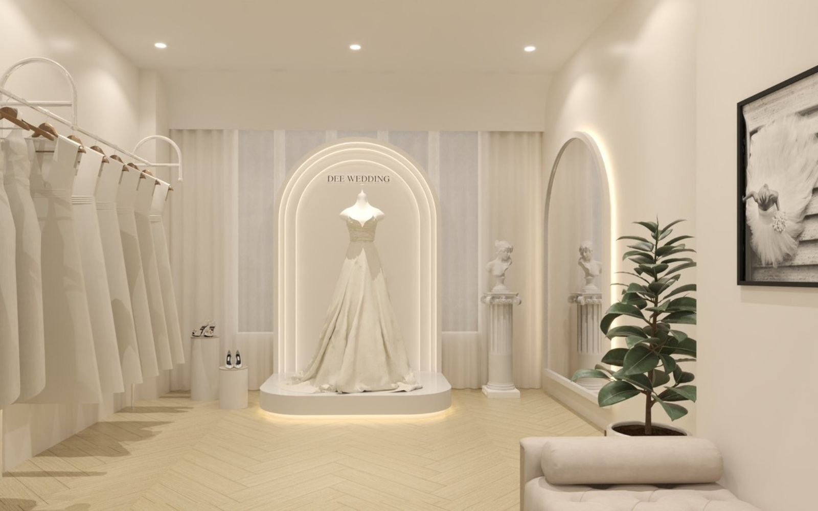 ウェディングドレススタジオの3Dパース制作例