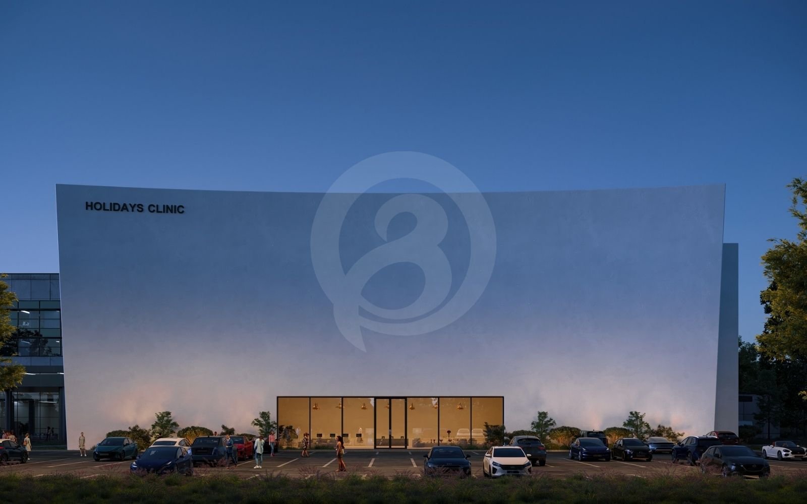 不動産プロジェクトの夕景パース