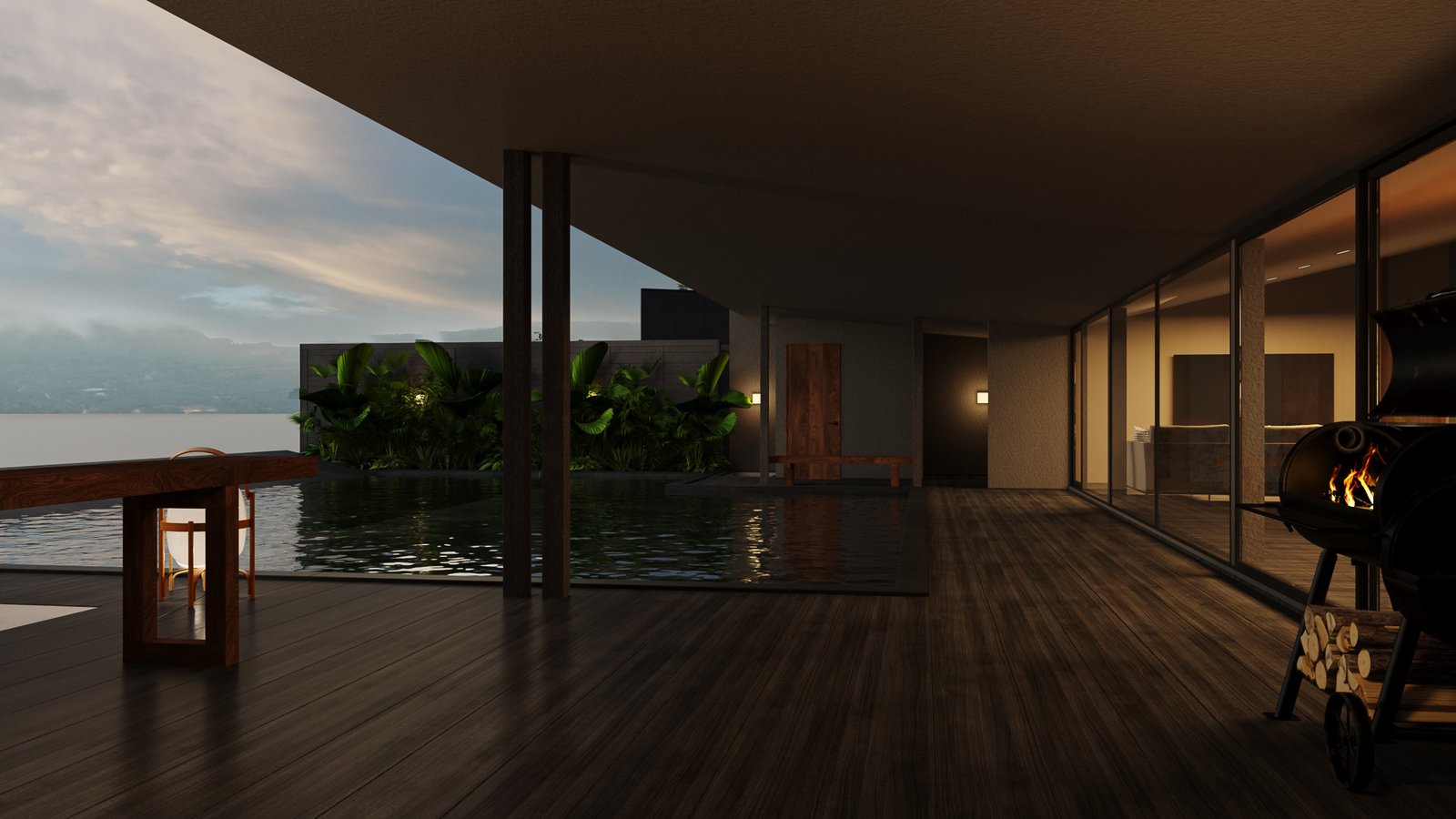 水辺 別荘 CGパース ディテール