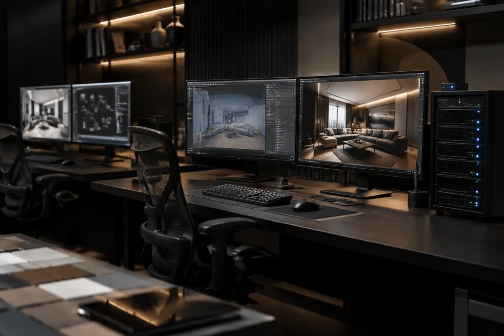 建築CG外注先スタジオのレンダリング用ワークステーション