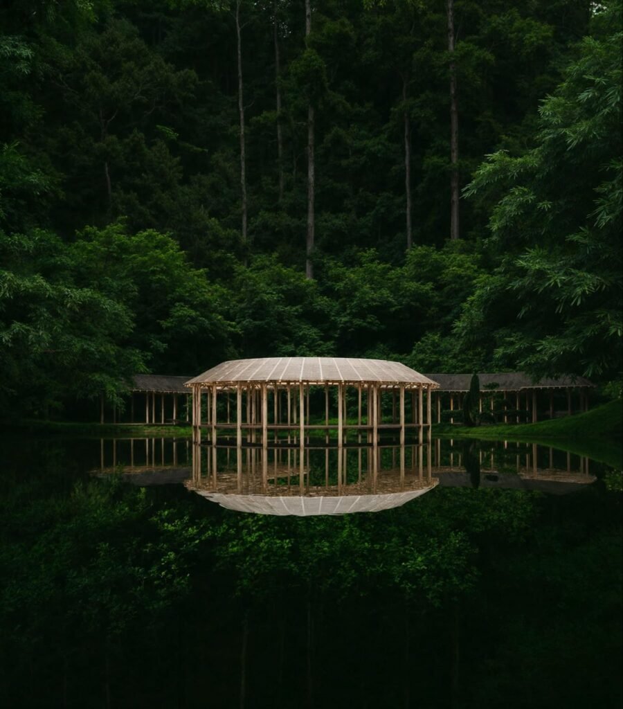 ガラス越しに景色が現れる瞬間を映像で伝える建築CG